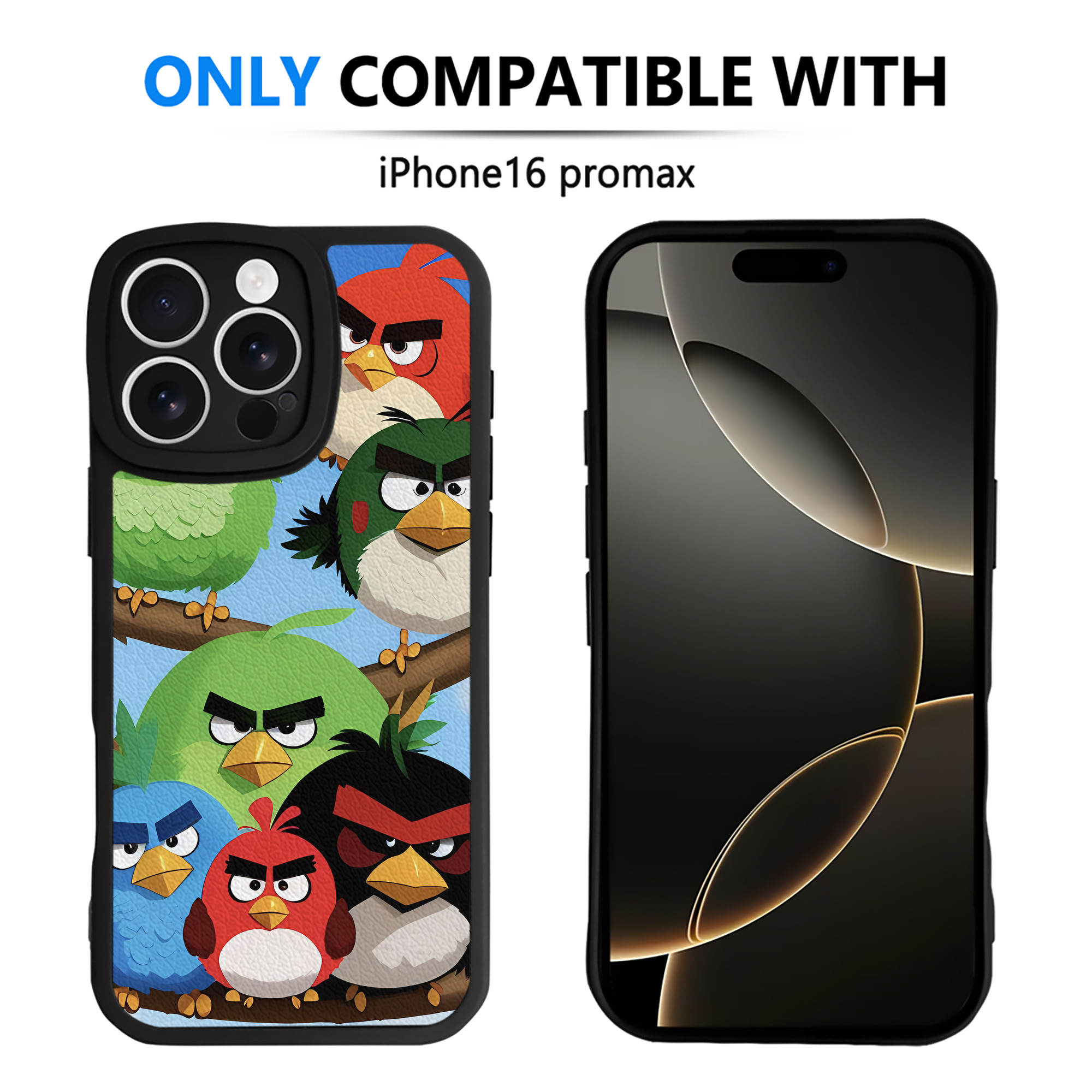 （画像用） Angry Birds アングリーバード 【iPhone 16シリーズ対応】シリコンスマホケース（レザー調） 材質：シリコン